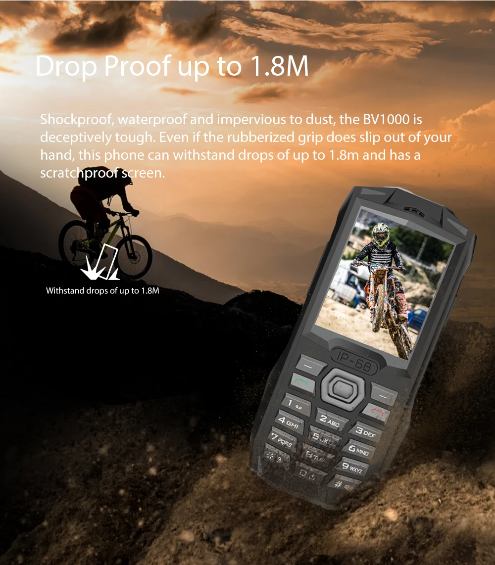 Blackview BV1000 IP68 водонепроницаемый мобильный телефон 2," MTK6261 открытый беспроводной FM радио 3000 мАч 0.3MP Dual SIM студенческий мобильный телефон