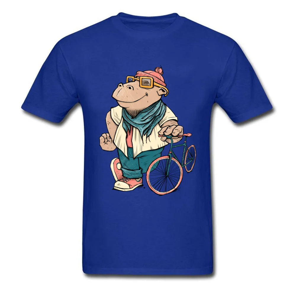 Hipster Hippo Youth T-shirts 2018 Popular Design Tops & Tees All Cotton Round Neck Short Sleeve Normal Clothing Shirt Fall Hipster Hippo blue
