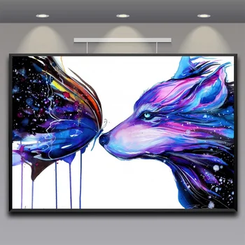 

Two galaxies Wolf Art Canvas Poster Abstract poster Wall Pictures for Living Room No Frame
