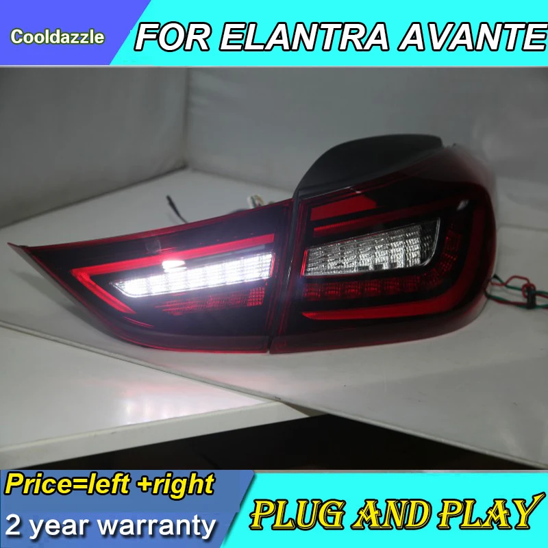 Светодиодный Габаритные задние фонари в сборе для hyundai Avante i35 Elantra 2011 2012 2013 год красный Цвет движущиеся течет включение света