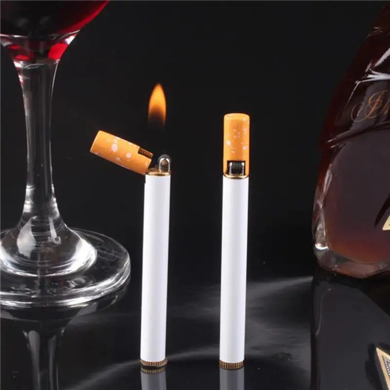 Portable Metal Lighter Thin Cigarette Model Open Flame Gas Filling Gas