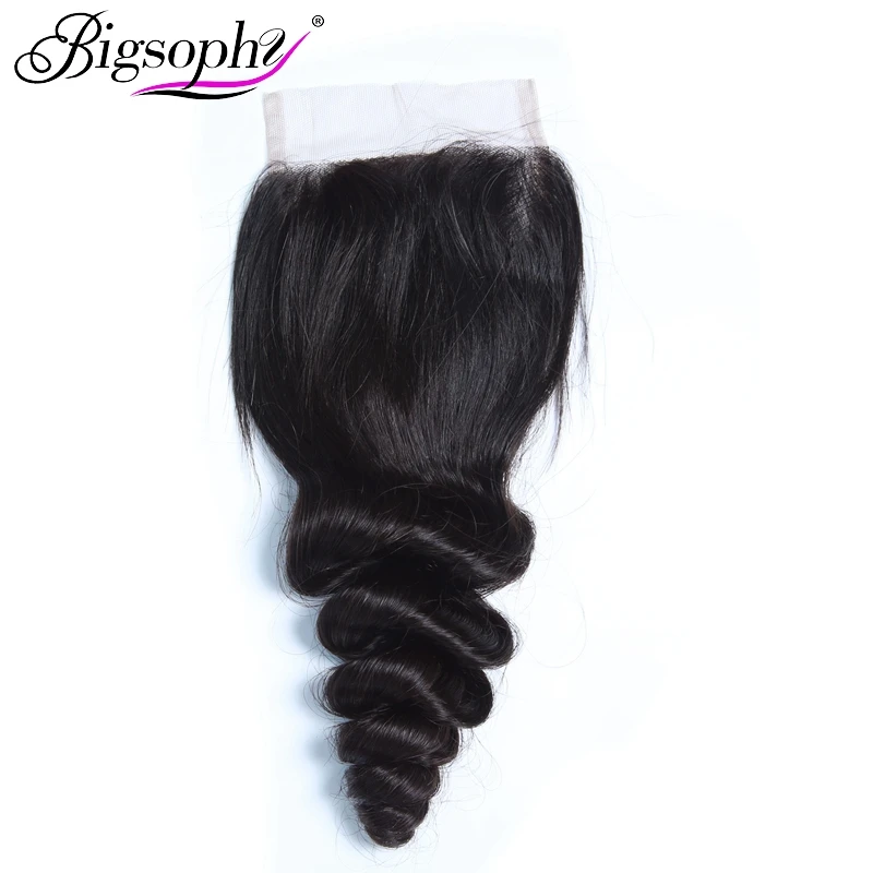 

Bigsophy Malaysian Loose Wave Closure 4*4 100% Human Remy Hair Lace Closure With Baby Hair Free Middl/Three/Part Remy Human Hair