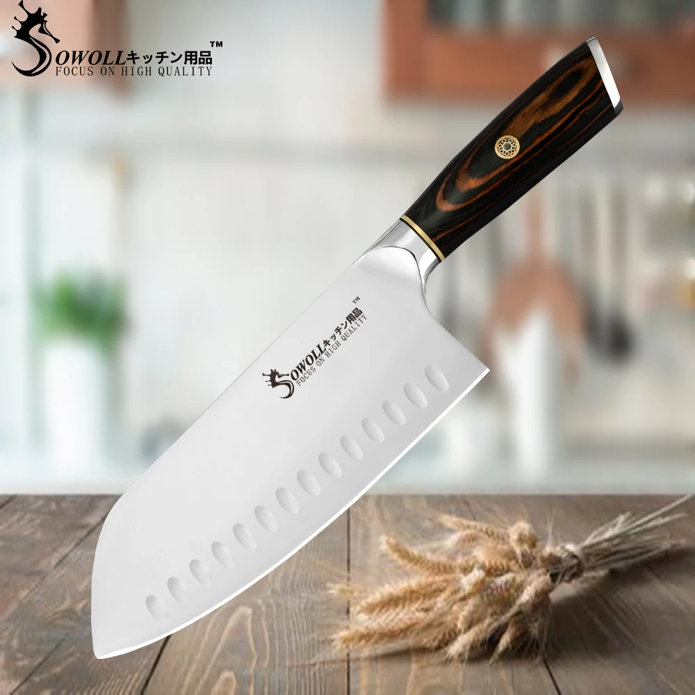 

SOWOLL Stainless Steel Kitchen Chopping Knife 5Cr15 High Hardness Butcher Chef Knives Non-stick Colorwood Handle Cleaver