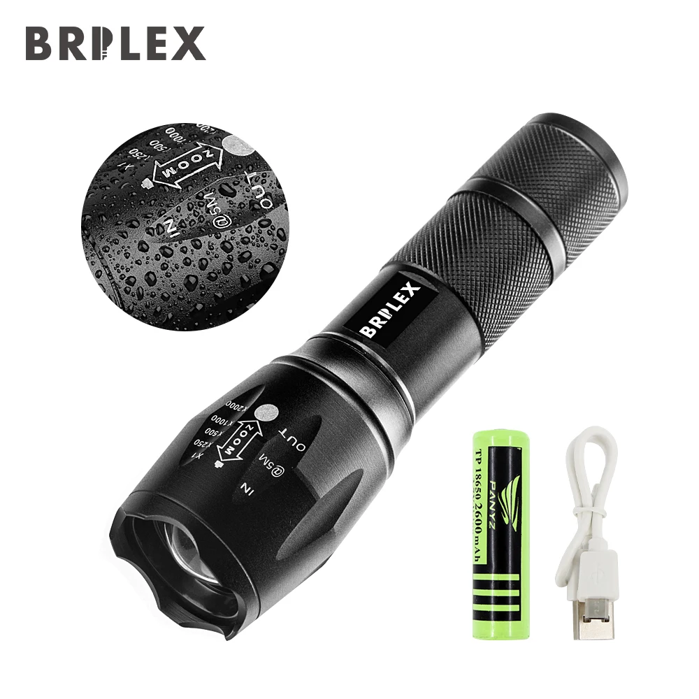 BRILEX Flashlight Multi Functional Waterproof Flashlight Adjustable Focal Charge and Discharge Rechargeable Flashlight Black One BRILEX Flashlight Multi Functional Waterproof Flashlight Adjustable Focal Charge and Discharge Rechargeable Flashlight Black One