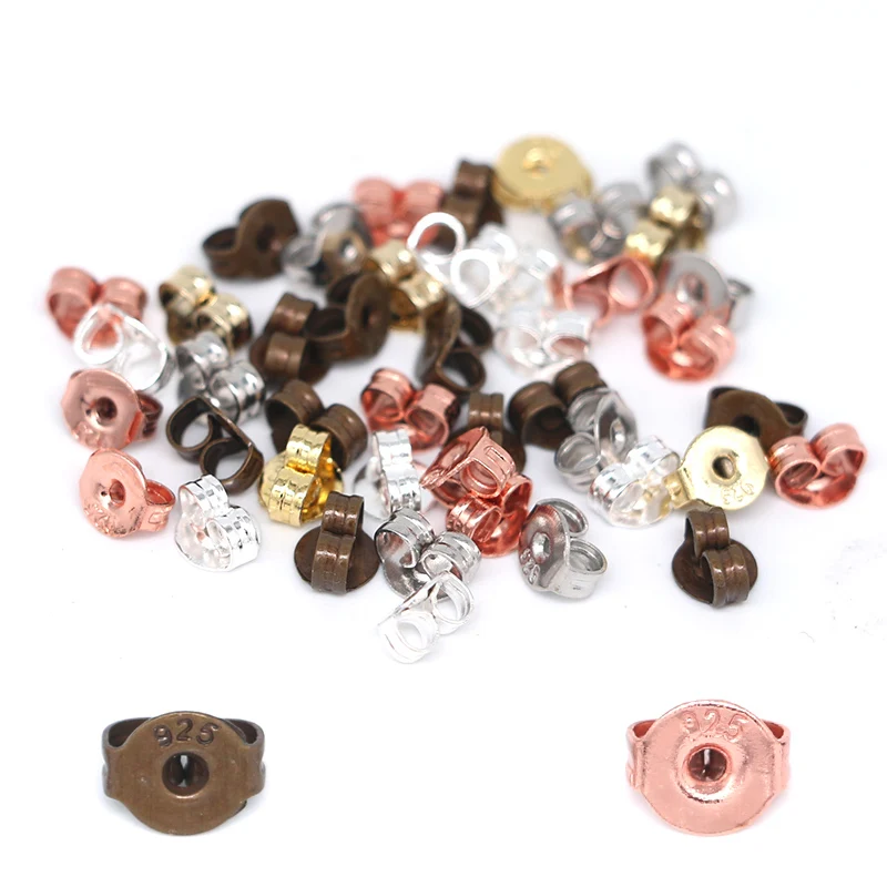 

Semitree 200Pcs/lot Copper Carve 925 Earring Back Earrings Stoppers Earring Findings DIY Jewelry Making Handicraft Accessories