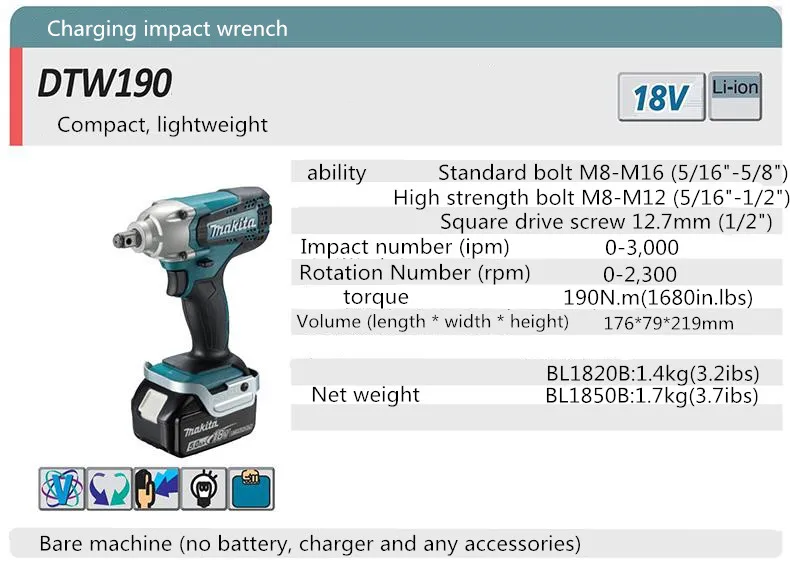 Аккумуляторный гайковерт Makita DTW190