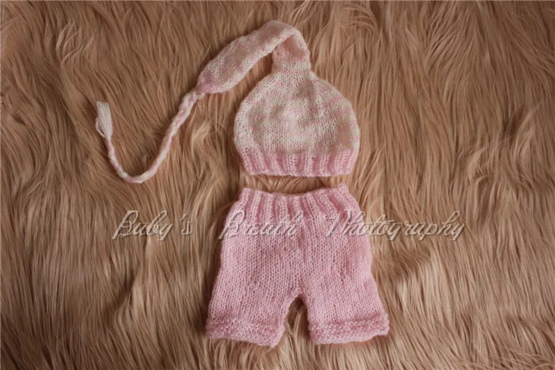 

Newborn Mohair Set Newborn Elf Hat and Pants Set Knit Knot Hat and Shorts Photography Prop
