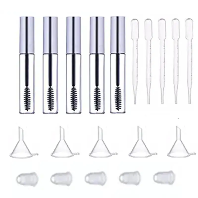 

5pcs 12ml Empty Mascara Tube With Eyelash Bottles Cosmetic Container Plastic Bottle Eyelash Refillable Mascara MakeupContainer