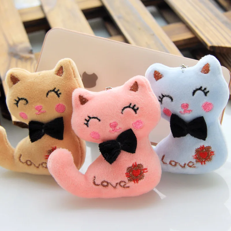

Soft 3Colors Little Size 9CM NEW Cat Plush Animal Stuffed Kitty Cat Key chain TOY Kid's Party Plush TOY Bouquet Plush Dolls