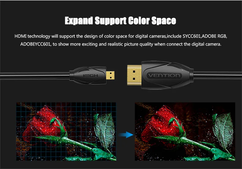 Vention Micro HDMI к HDMI кабель позолоченный HDMI 2,0 в 3D 1 м 1,5 м 2 м Высокое качество HDMI кабель адаптер для планшета HDTV камеры