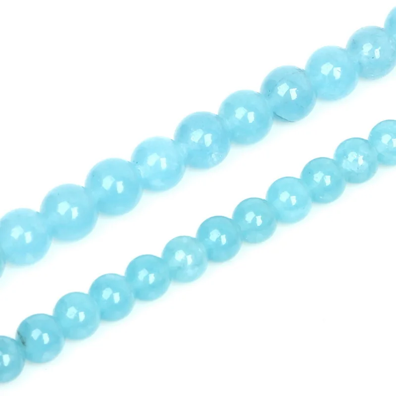 

Hot Promotion! Natural Stone Beads Sea Blue Treasure Round Shape Natural Loose Beads for Jewelry Making DIY Necklaces