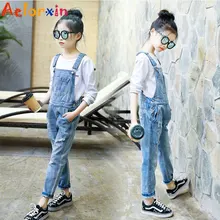 Джинсовые комбинезоны для девочек, джинсовые штаны детская одежда весенне-осенний комбинезон для девочек, детские штаны для девочек 6, 8, 9, 10, 15 лет