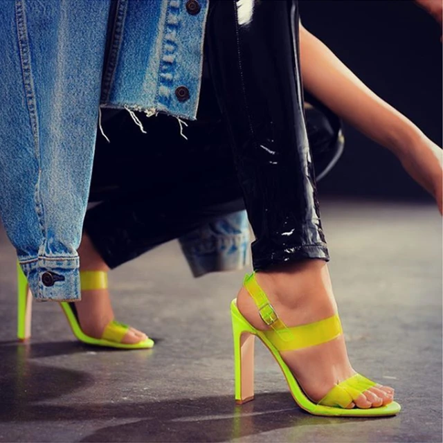 Claro limón amarillo transparente Tacones Zapatos 2019 moda verano sandalias tacos Roma Zapatos de mujer Tacones altos Zapatos _ - AliExpress Mobile