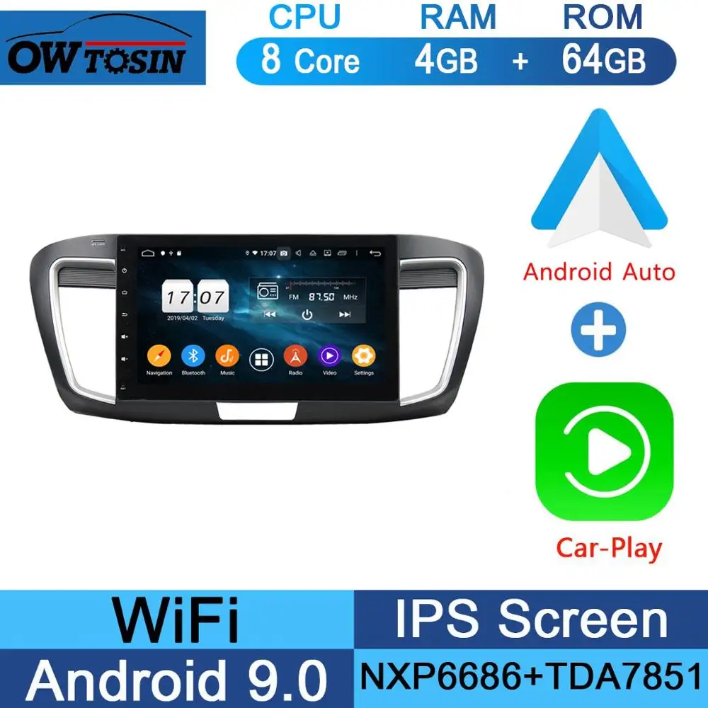 10," ips 8 ядерный 4G+ 64G Android 9,0 автомобильный dvd-плеер для Honda Accord 9 gps Радио стерео DSP CarPlay Parrot BT - Цвет: 64G CarPlay Android