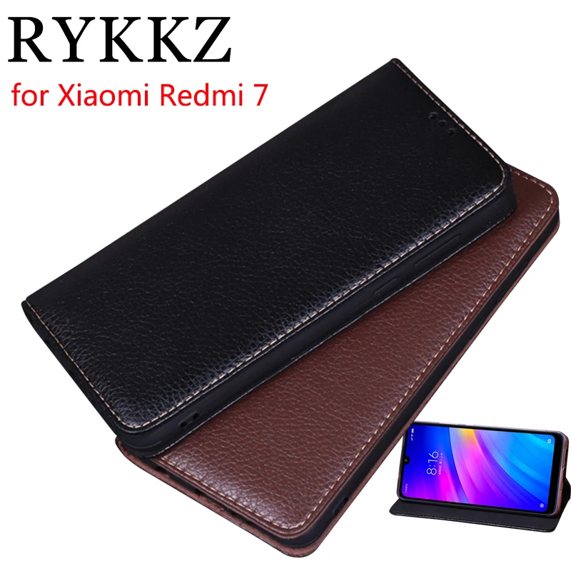 Роскошный кожаный флип чехол RYKKZ для Xiaomi Redmi 7 6 26 '' защитный мобильного