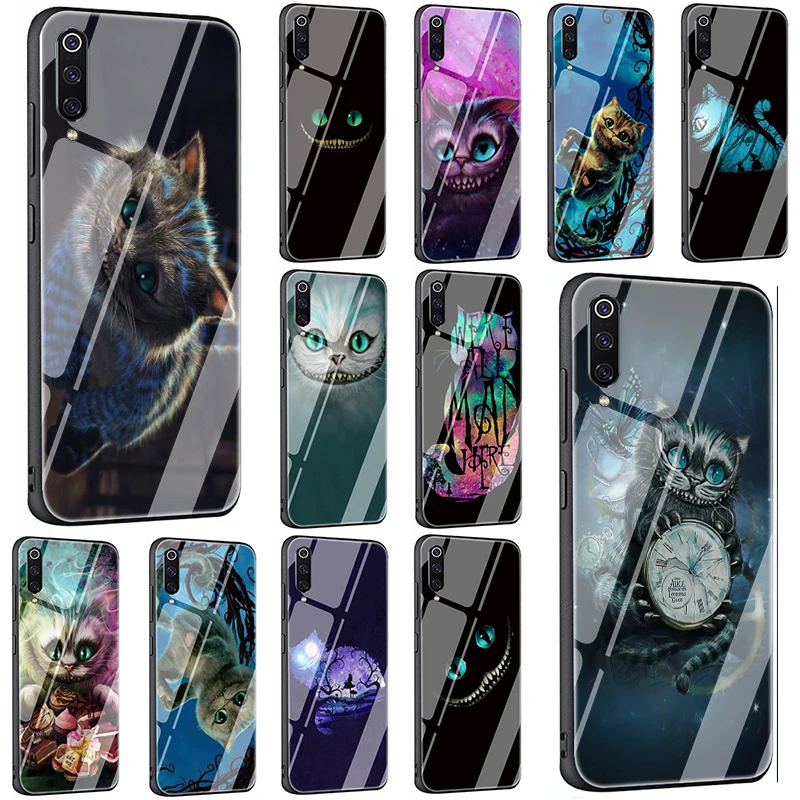 

Alice in Wonderland Cheshire Cat Tempered Glass phone case for Xiaomi 8 Lite 9 A1 A2 F1 Redmi 4X 6A Note 5 6 7 Pro