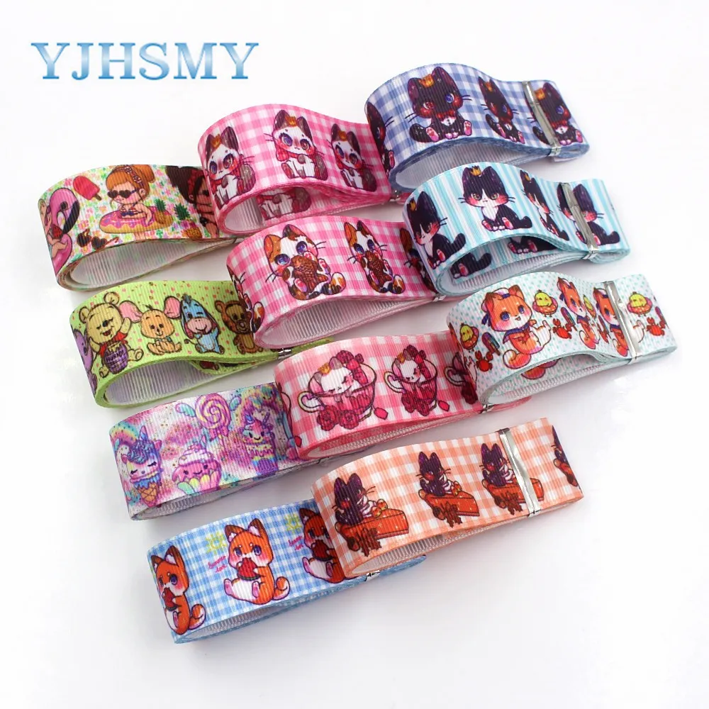 

YJHSMY I-19320-612,25mm 5yards animal Thermal transfer Printed grosgrain Ribbons,bow cap DIY handmade accessories decorations