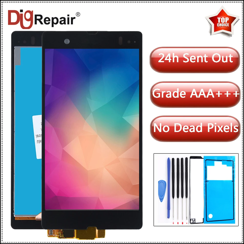 

For Sony Xperia Z display L36h L36i C6606 C6603 C6602 C6601 C660X Display Touch Screen Digitizer L36H LCD For sony z c6603 lcd