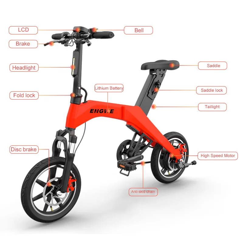 Flash Deal 12inch electric bike 36V lithium battetry 300w high speed motor fold smart ebike mini Urban electric bicycle Comfortable ride 5