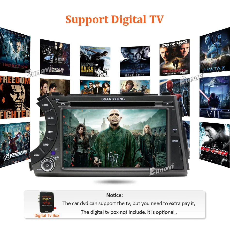 Clearance Eunavi 7" 2 din Android 8.1 TDA 7851 car dvd gps stereo for ssangyong Kyron Actyon 4G Wifi BT support DVR OBD2 1024*600 russian 15