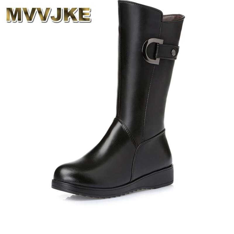 MVVJKE/большой размер 35-43 теплая зимняя обувь из воловьей кожи женские зимние сапоги