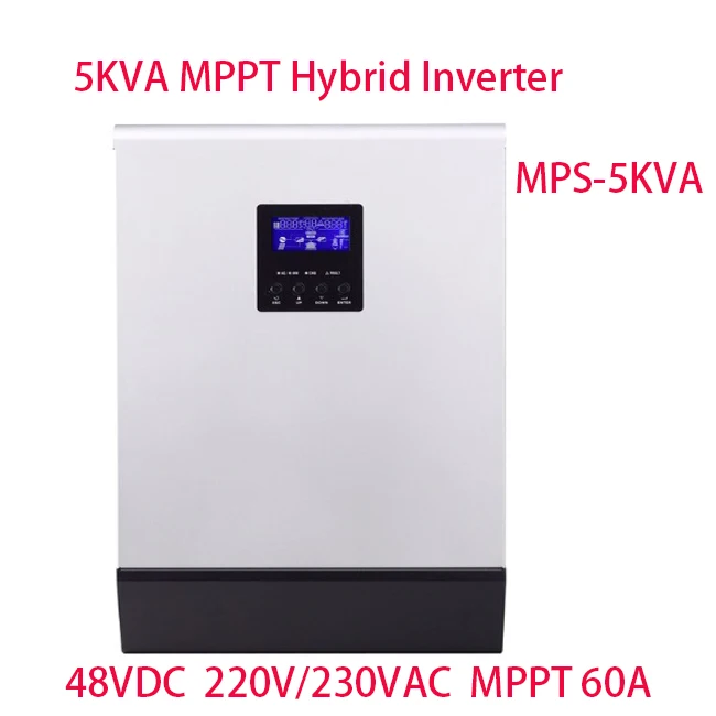 

Solar Inverter 5KVA 80A MPPT Off Grid Inverter 48V 220V/230V Hybrid Inverter Pure Sine Wave Inverter 60A Battery Charger