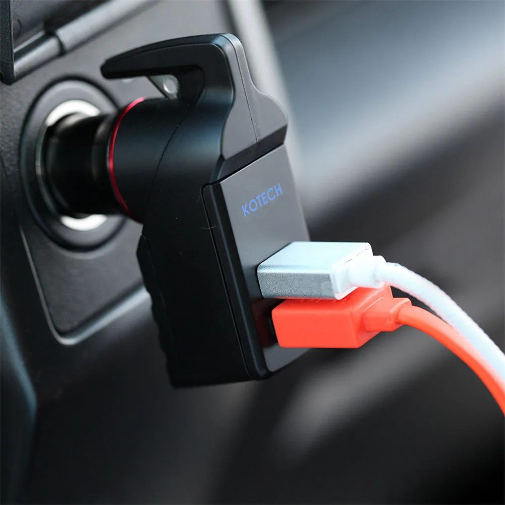 Автомобильное зарядное устройство один для двух USB Сигарета зажигание инструмент для аварийного выхода безопасности Молот Окно Выключатель ремень безопасности режущий станок