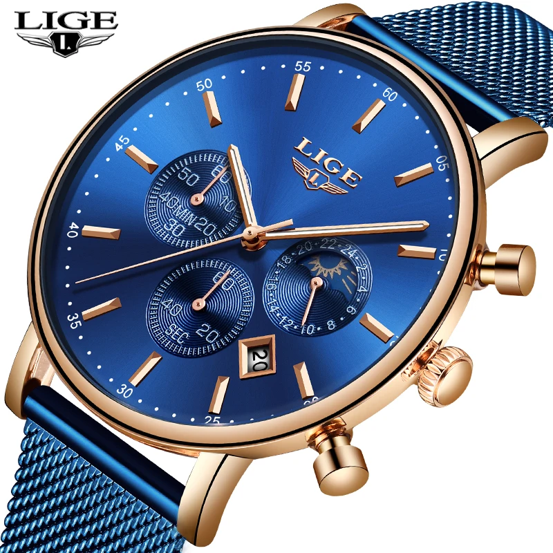 

2019 New Womens watches LIGE Casual Fashion Brand Quartz Watch Ladies Rose Gold Dial Watch Women Clothing Relogio Feminino