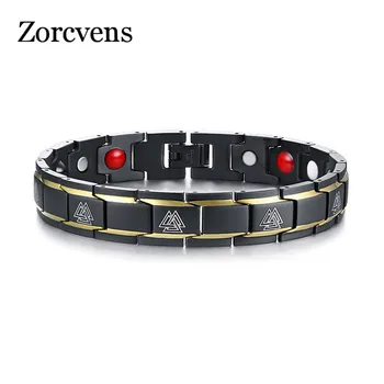 

ZORCVENS 2020 New Germanium Magnetic Bracelets for Men Viking Bangle Stainless Steel Power Bio Energy Male Jewelry