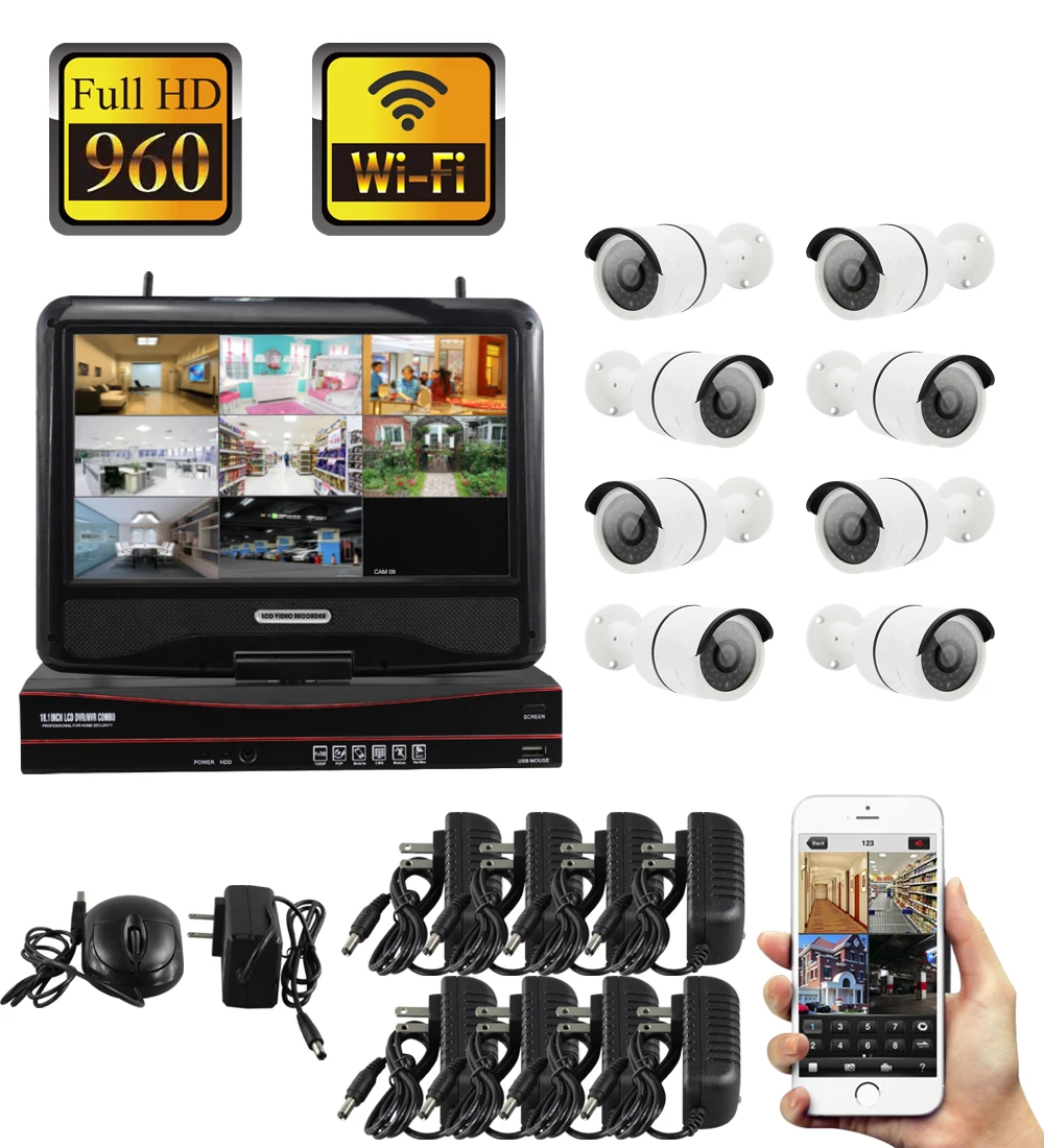 

Yobang Security Waterproof Wireless NVR CCTV WIFI Camera System 10 inch Monitor Video Surveillance Security IP Camera System KIT