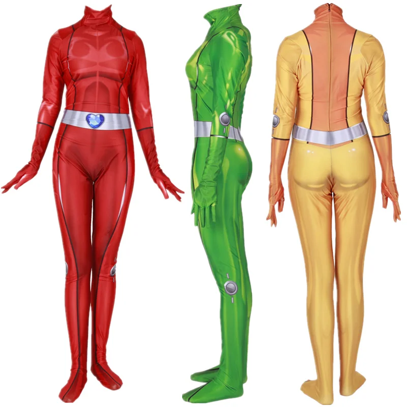Cena Kobiety dziewczęta Totally Spies Clover Ewing Samantha Simpson Alexandra przebranie na karnawał Zentai body kombinezon kombinezony