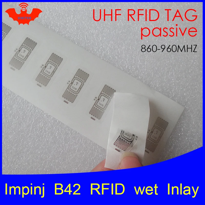 RFID метка UHF стикер Impinj B42 мокрой инкрустация 915 МГц 900 868 МГц 860-960 МГц Higgs3 EPCC1G2 6C Смарт клей пассивный RFID метки RFID этикетка