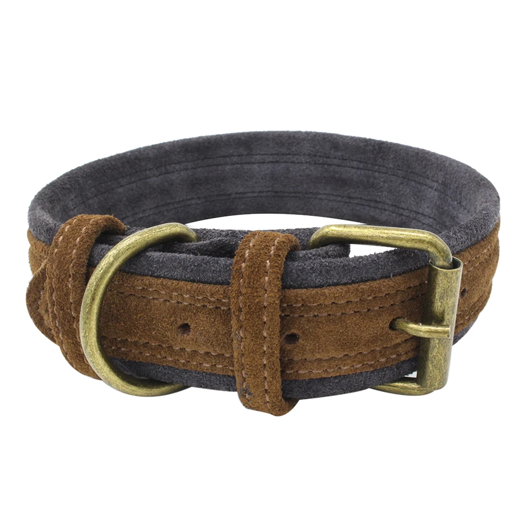 Traditional Brown Adjustable Pet Dog Puppy Cowhide Collar