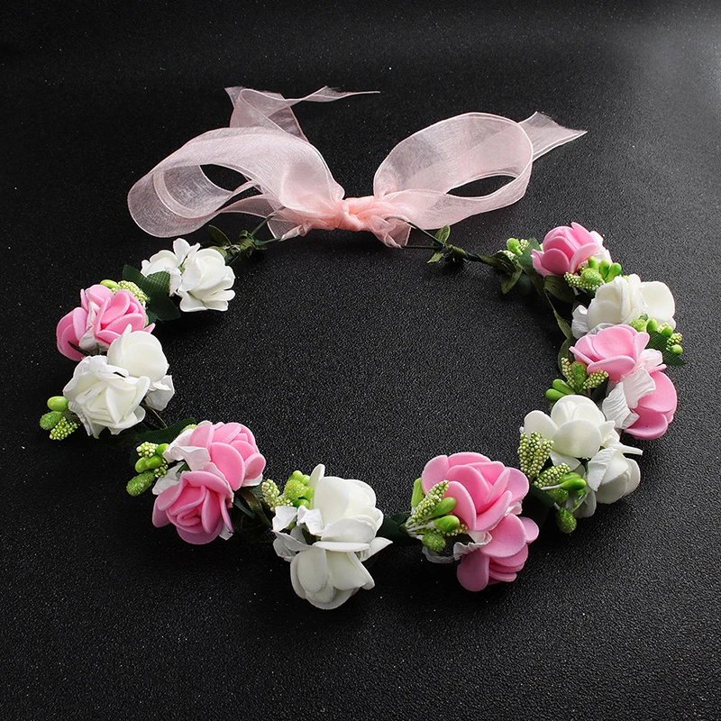 Rose Cute Headband Children Crown Floral Hairpiece Flowers Handmade