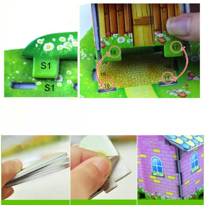 3D DIY rompecabezas bebé juguete niño temprano aprendizaje Castillo construcción patrón regalo para niños Brinquedo Educativo casas rompecabezas