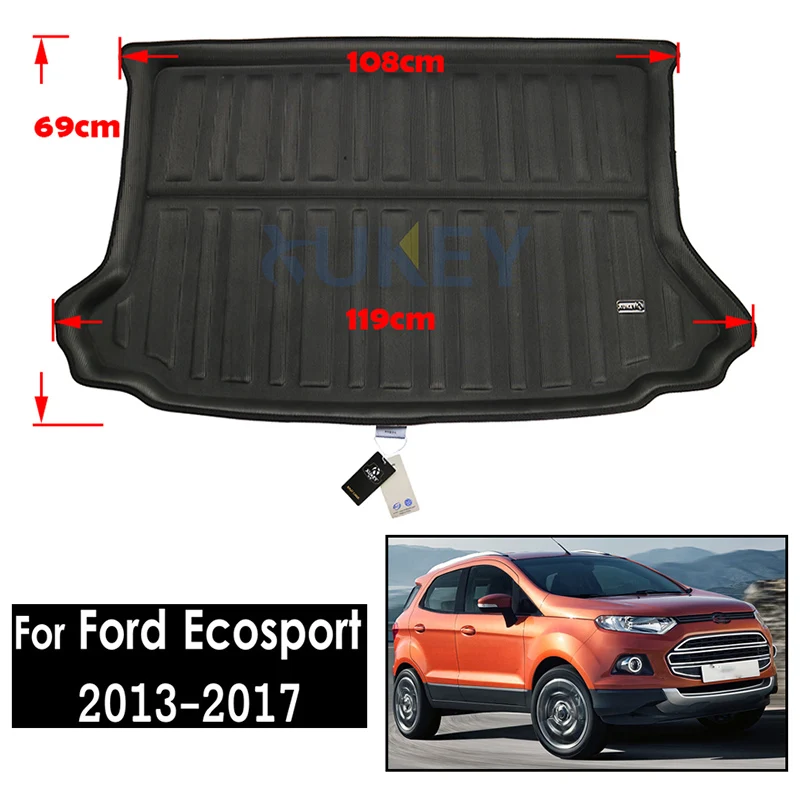 XUKEY грузовой лайнер лоток багажник коврик для Ford Fiesta MK7 Focus MK2 MK3 Mondeo Fusion Ecosport Escape Kuga Explorer Edge Endura - Название цвета: 13-17 Ecosport