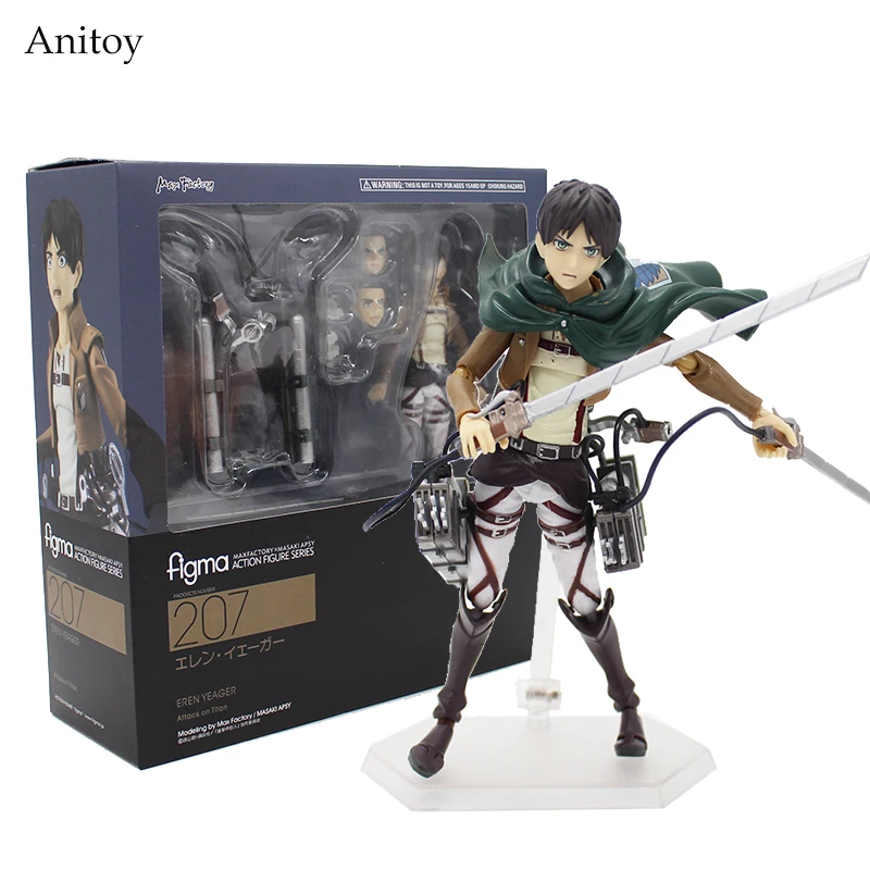

6" 14CM Attack on Titan Eren Jaeger Figma 207 PVC Action Figure Collection Model Toy KT3996