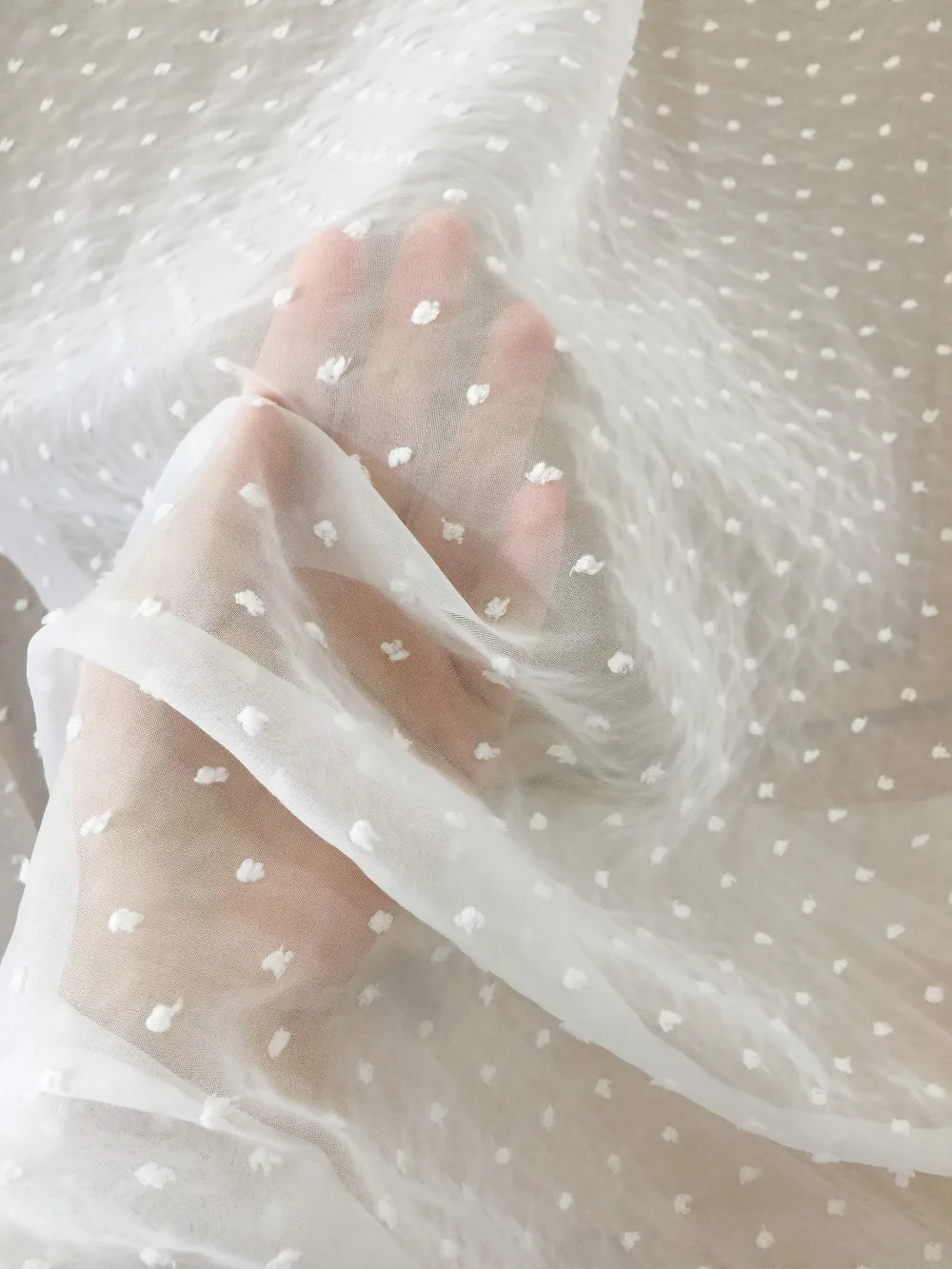 1 ярд 3D точка качество шифон кружево ткань, мягкая подкладка наряд ткань для свадьбы кутюр, свадебное платье, наряды ремесло 150 см Ширина