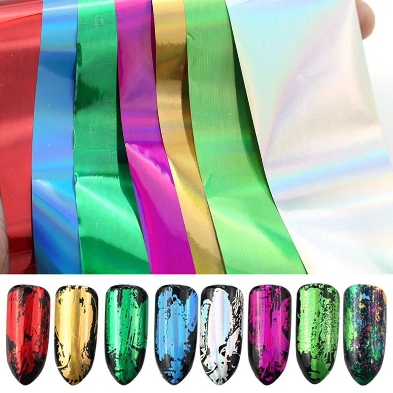 

7pcs Holographic Nail Foil Colorful Transfer Stickers Starry Decals Sliders For Nail Art Decoration Tips Manicure Tools