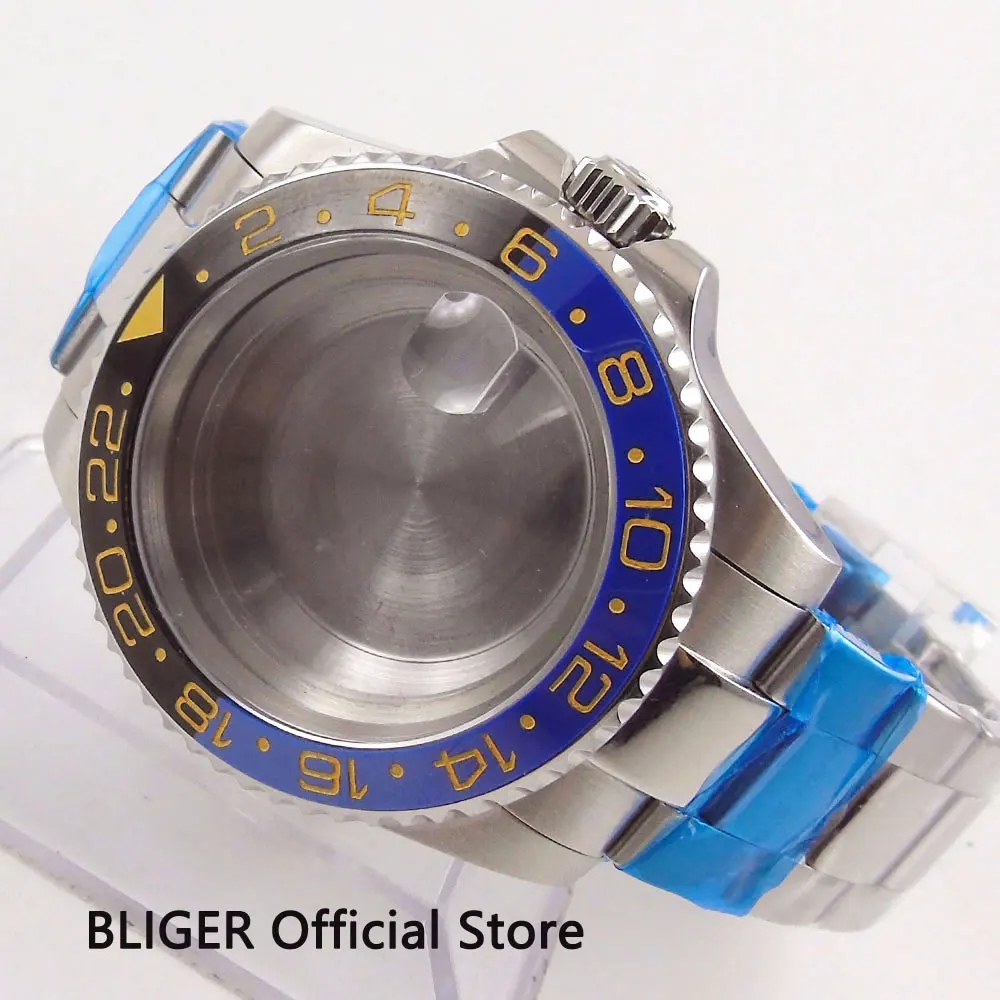 High quality 40MM Watch Case Sapphire Crystal Blue Black Ceramic Bezel