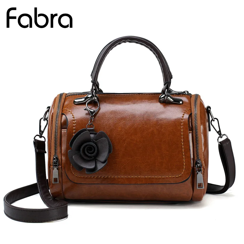 

Fabra New Women Crossbody Bags Luxury Women Small Shoulder Bag Handbag Quality PU Leather Messenger Boston Bag Casual Tote Brown