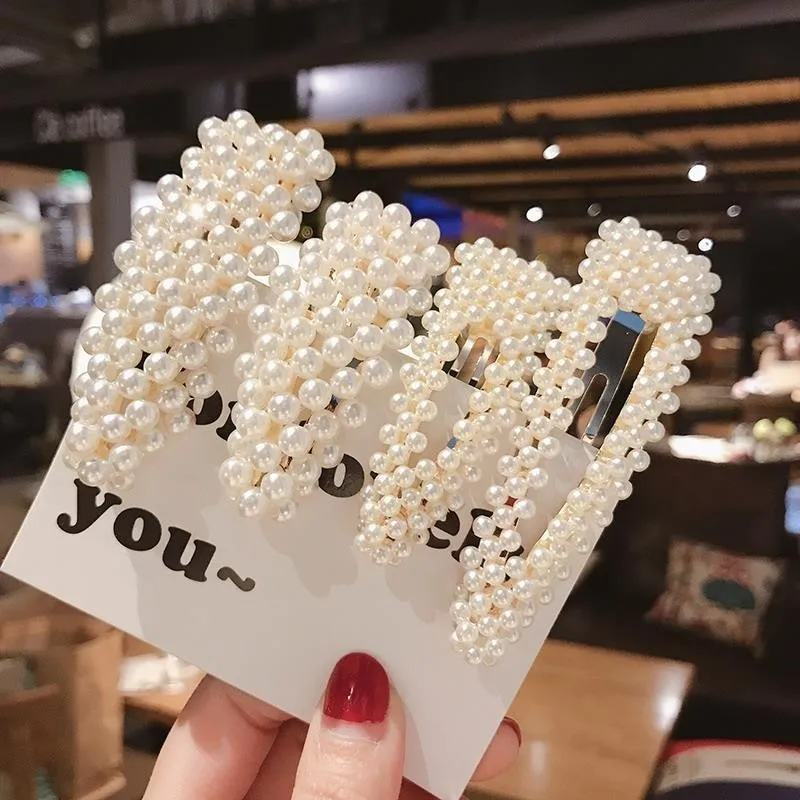 

Korean Version Of The Imitation Pearl Hairpin Beads Geometry Girl Bb Hairpin Bangs Clip Hair Accessories Girl Jewelry Fashion