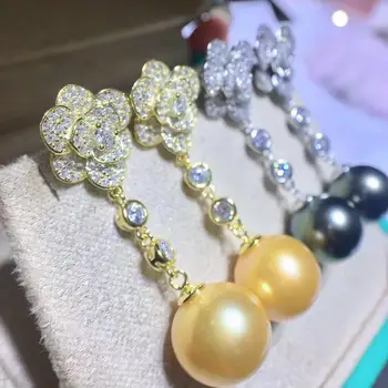 

Flower DESIGN 925 Sterling Silver Earrings Set Base Findings Mountings Parts Mounts for Pearl Jade Corals Stones Beads