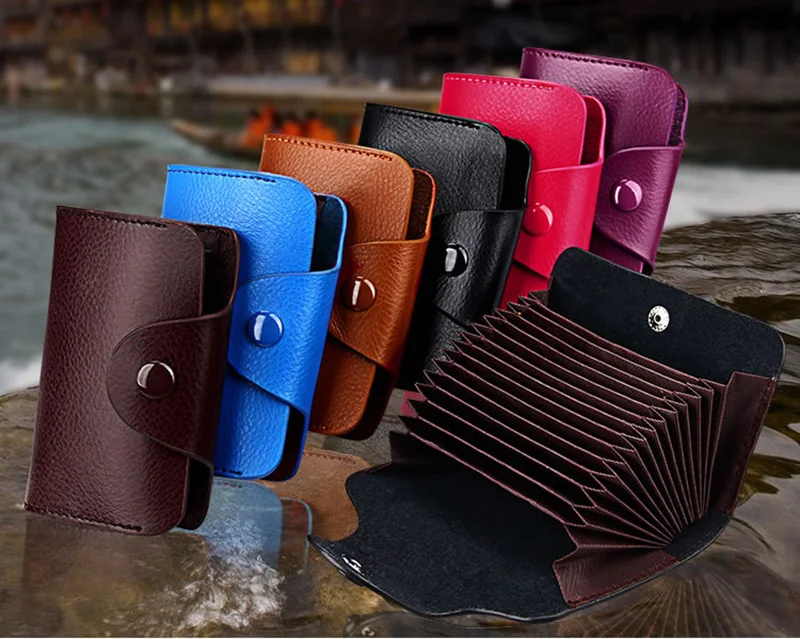 Men Women Business Card Holder Genuine Leather Credit Cards Organizer Bank Card Case Money Wallet Cardholder Porte Carte PC0052 (15)