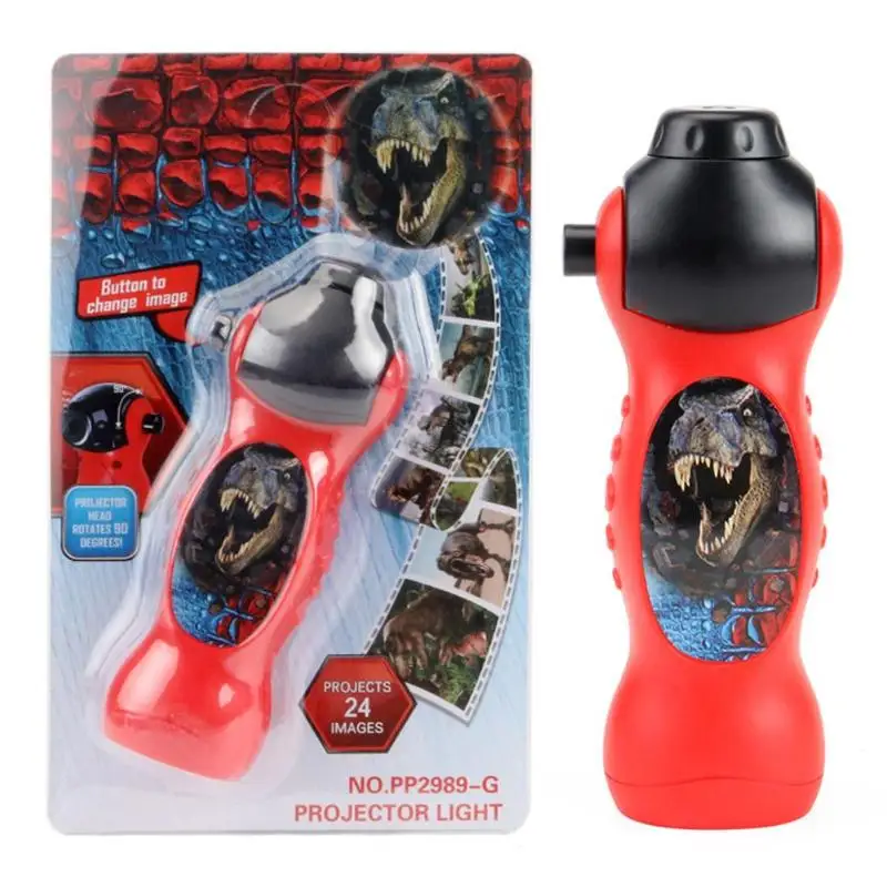 24 Patterns Baby Sleep Light LED Flashlight Cartoon Dinosaur Projector Lamp 90 Rotary Early Education Toys for Children