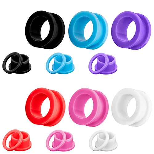 1Pair Pulley Design Hollow Large Flare Earring Ear Gauges Ring Soft Plugs Tunnels