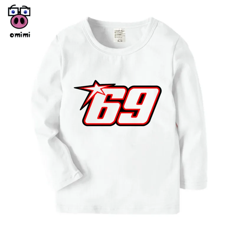 

Kid's Long Sleeve Remember Nicky Hayden 69 Moto GP Vintage Cartoon Printed T Shirt Boys Girls Autumn Casual Winter Kids T-Shirt