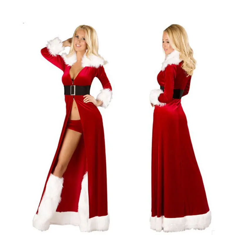 

2019 cloak jacket female Christmas costume long-sleeved plush stitching cloak long coat women festival cosplay fashion novelty