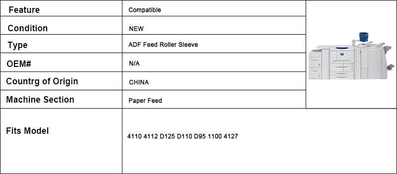 6 xerox 4110 adf feed roller sleeve