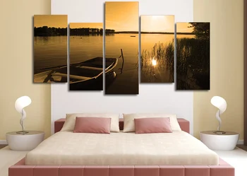 

HD Printed zakat ozero lodka priroda Painting on canvas room decoration print poster picture canvas Free shipping/ff-5022